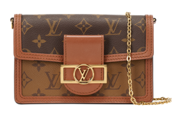 Dauphine Chain Wallet Crossbody, Canvas/Leather, Mono, DB/B/S, 2*